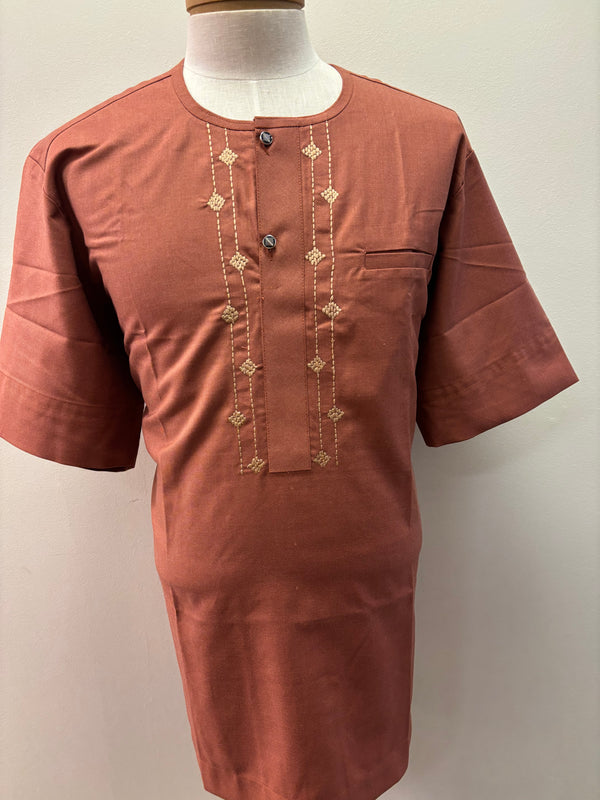 African Men Short Sleeves Dashiki 2 Piece Set