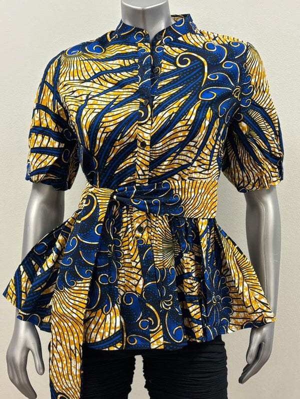 African Print Peplum Top